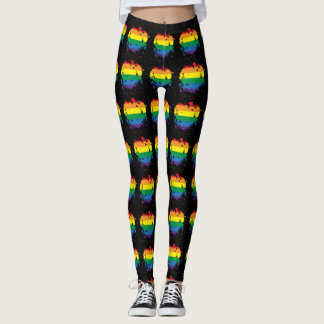 Gay Pride Paint Spritzer Herz Leggings