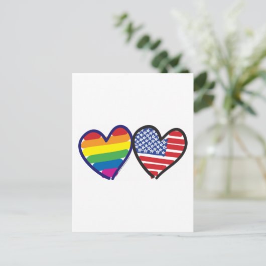 Gay Pride Patriotic USA Postkarte (Stehend Vorderseite)
