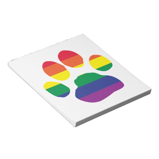 Gay Pride Paw Print Notizblock (angewinkelt)