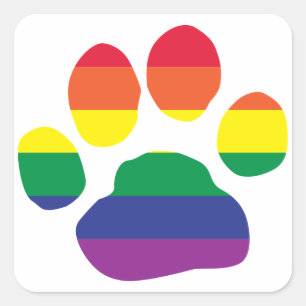 Gay-Pride-Paw-Print Quadratischer Aufkleber