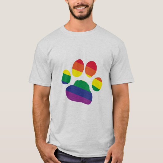 Gay Pride Paw Print T-Shirt (Vorderseite)