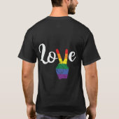 Gay Pride Peace Sign Liebe T-Shirt (Rückseite)