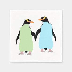 Gay Pride Pinguine halten Hände Serviette