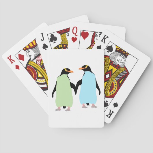 Gay Pride Pinguine halten Hände Spielkarten (Rückseite)