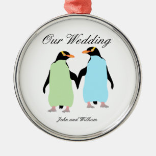 Gay Pride Pinguine Holding Hands Silbernes Ornament
