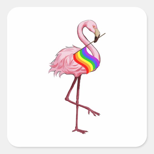 Gay Pride Pink Flamingo Lgbt Pride Month Geschenke Quadratischer Aufkleber (Vorderseite)