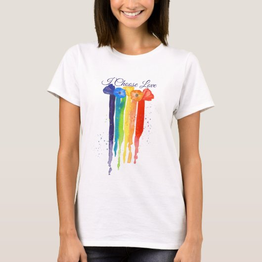 Gay Pride Poppy Blume Rainbow Wählen Sie Liebe T-Shirt (Vorderseite)