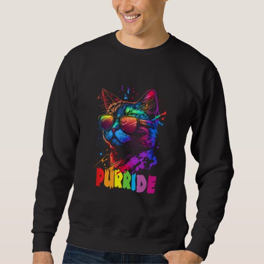 Gay Pride Purride  Cat LGBT Pride Month Equality Sweatshirt (Vorderseite)
