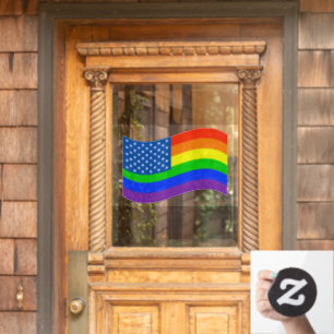 Gay Pride Rainbow American Flag Stars & Strips Fensteraufkleber