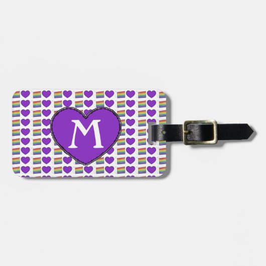 Gay Pride Rainbow Cake Lila Hefemonogramm Gepäckanhänger (Vorderseite horizontal)