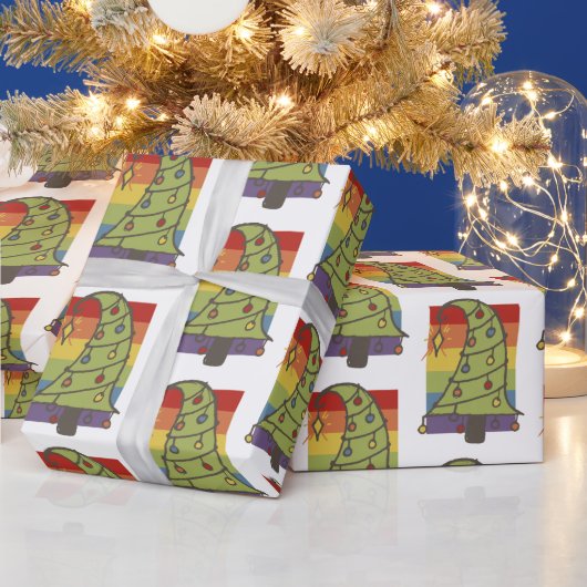 Gay Pride Rainbow Christmas Tree Geschenkpapier (Feiertage)