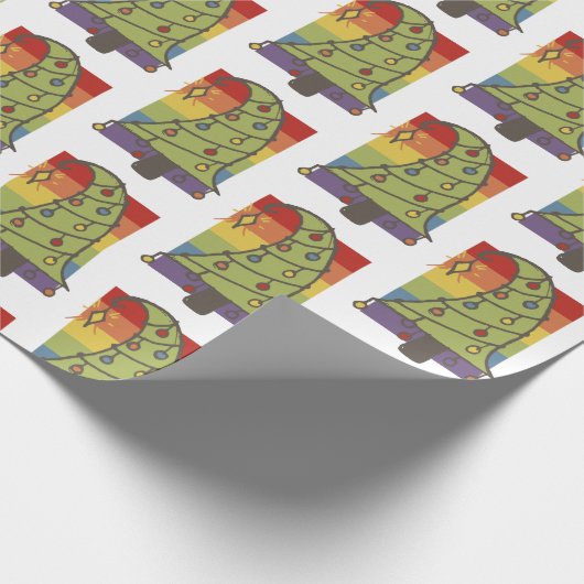 Gay Pride Rainbow Christmas Tree Geschenkpapier (Ecke)