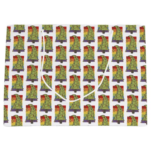 Gay Pride Rainbow Christmas Tree Große Geschenktüte (Vorderseite)