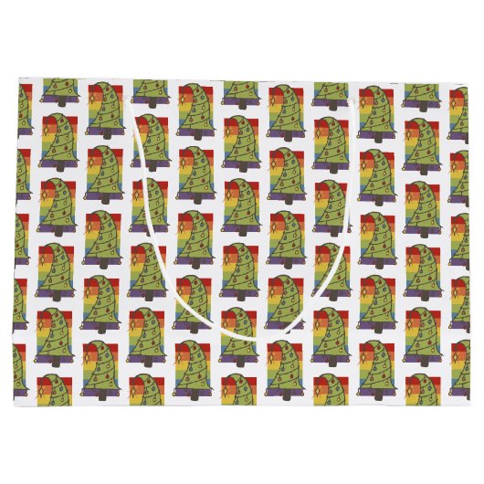 Gay Pride Rainbow Christmas Tree Große Geschenktüte (Rückseite)