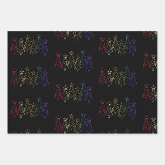 Gay Pride Rainbow Christmas Tree Muster Geschenkpapier Set (Vorderseite 2)