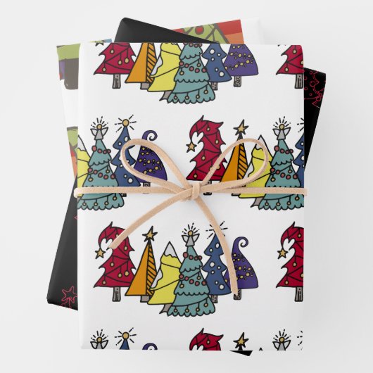 Gay Pride Rainbow Christmas Tree Muster Geschenkpapier Set (Beispiel)