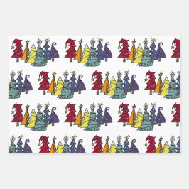 Gay Pride Rainbow Christmas Tree Muster Geschenkpapier Set