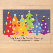Gay Pride Rainbow Christmas Trees LGBT Acryleinladungen (Vorderseite)