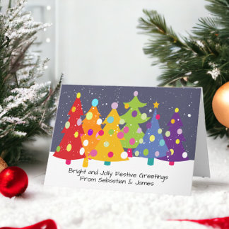Gay Pride Rainbow Christmas Trees LGBT Feiertagskarte