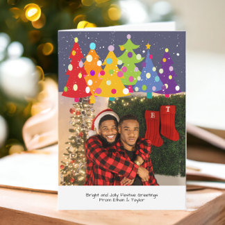 Gay Pride Rainbow Christmas Trees LGBT Foto Feiertagskarte