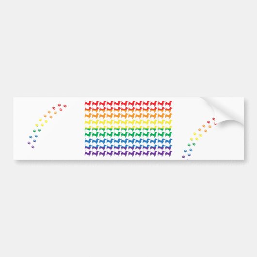 Gay Pride Rainbow-Dackeln Autoaufkleber (Vorne)