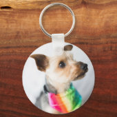 Gay Pride Rainbow Dog | Yorkshire Terrier Schlüsselanhänger (Vorderseite)