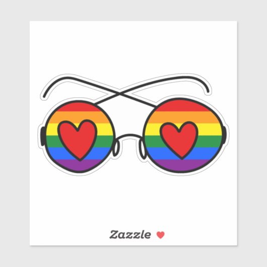 Gay Pride | Rainbow Doodle Heart Sonnenbrille Aufkleber (Blatt)
