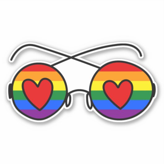 Gay Pride | Rainbow Doodle Heart Sonnenbrille Aufkleber (Vorderseite)