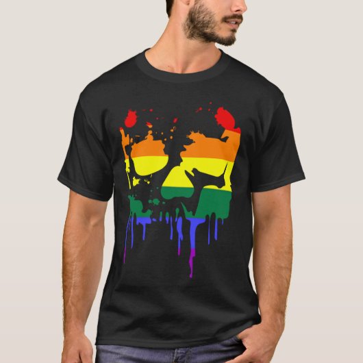 Gay Pride Rainbow Flag Halloween Skull Shirt (Vorderseite)
