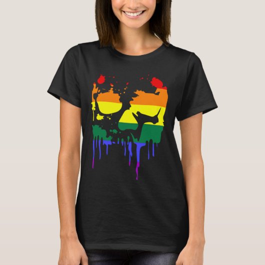 Gay Pride Rainbow Flag Halloween Skull Shirt (Vorderseite)
