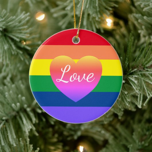 Gay Pride Rainbow Flag Herzlich Willkommen im LGBT Keramik Ornament (Baum)