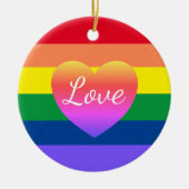 Gay Pride Rainbow Flag Herzlich Willkommen im LGBT Keramik Ornament (Vorne)
