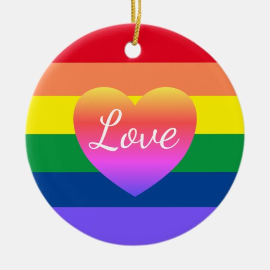Gay Pride Rainbow Flag Herzlich Willkommen im LGBT Keramik Ornament (Vorne)