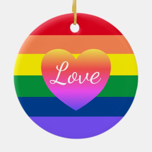 Gay Pride Rainbow Flag Herzlich Willkommen im LGBT Keramik Ornament (Hinten)
