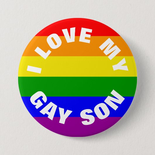 Gay Pride Rainbow Flag I Liebe My Gay Son Button (Vorderseite)