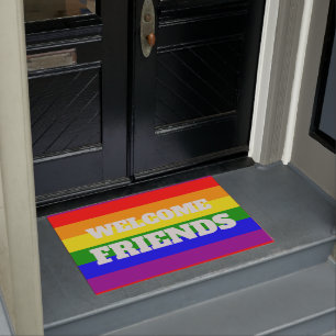 Gay Pride Rainbow Flag Willkommen Freunde Fußmatte
