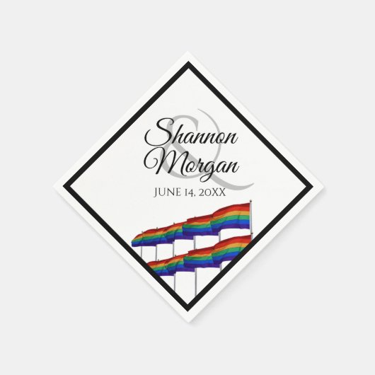Gay Pride Rainbow Flags LGBTQ Hochzeit Serviette (Ecke)