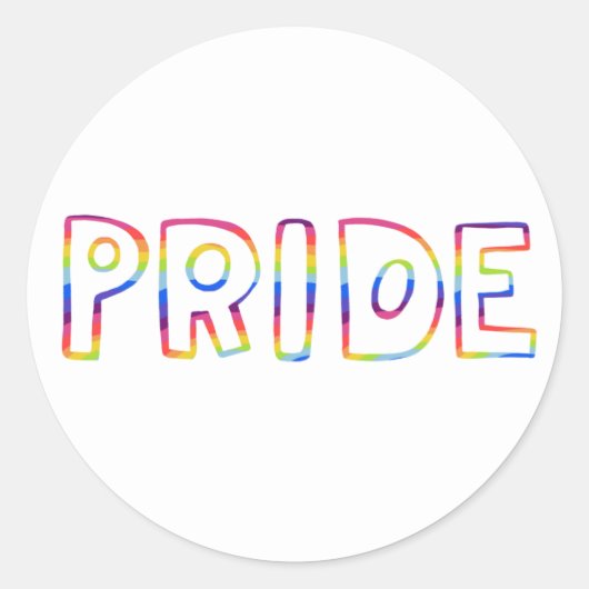 GAY PRIDE Rainbow Handlettern Blatt Set von Runder Aufkleber (Vorderseite)