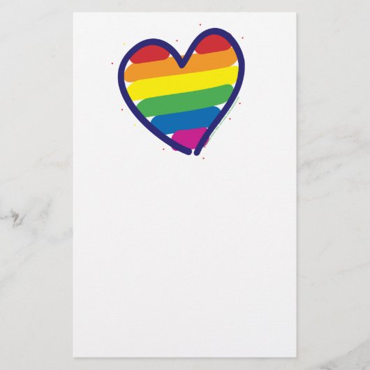 Gay Pride Rainbow Heart Briefpapier (Vorderseite)