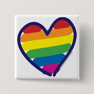Gay Pride Rainbow Heart Button