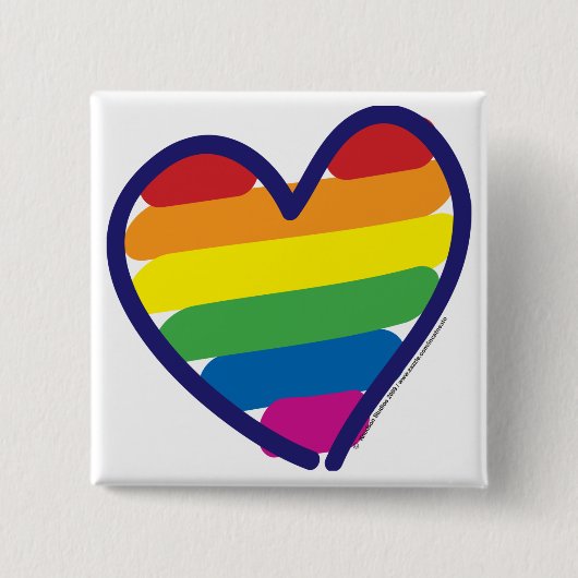 Gay Pride Rainbow Heart Button (Vorderseite)