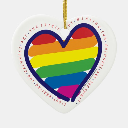 Gay Pride Rainbow Heart Keramik Ornament (Vorne)