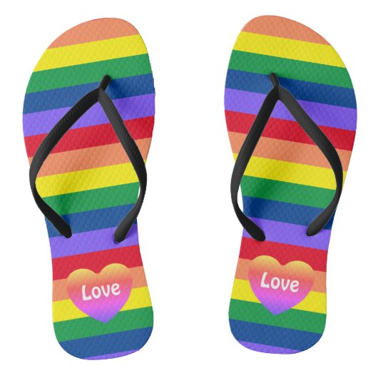 Gay Pride Rainbow Heart LGBTQ Gleichstellung Badesandalen (Fußbett)