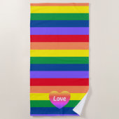 Gay Pride Rainbow Heart LGBTQ Gleichstellung Strandtuch (Vorderseite)