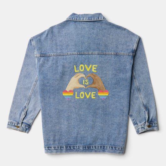 Gay Pride Rainbow Heart Women's Denim Jacket Jeansjacke (Rückseite)