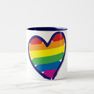 Gay Pride Rainbow Heart Zweifarbige Tasse