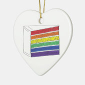 Gay Pride Rainbow Layer Wedding Cake Slice Keramik Ornament (Links)