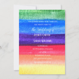Gay Pride Rainbow Lesbian LGBT Wedding Einladung