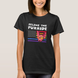 Gay Pride Rainbow Lgbt Feline Purride Cat Amer T-Shirt