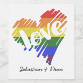 Gay Pride Rainbow Liebe Herz Personalisiert Weinetikett (Einzelnes Label)